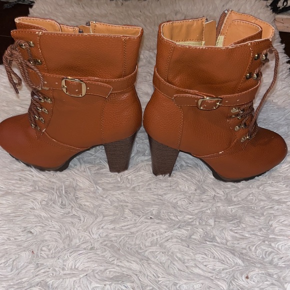 Womens Mark Platform High Block Heel Lace Up Ankle Boots - Picture 4 of 5